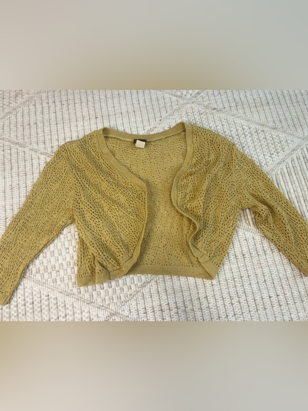 Mingle Gold Metallic Open Front Shrug Bolero – 1X
